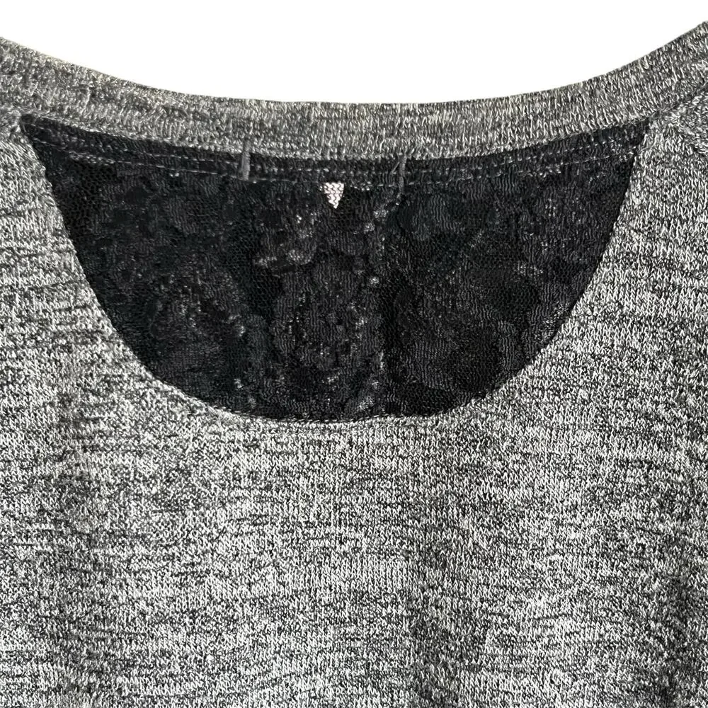 Victoria’s Secret Lounge Top Gray Black Lace Size Medium Relaxed VS Loungewear